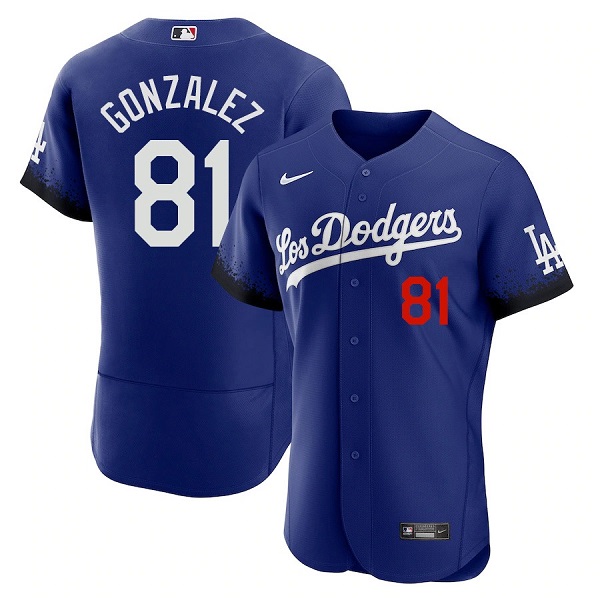 Men's Royal Los Angeles Dodgers #81 Victor Gonzalez 2021 City Connect Flex Base Stitched Baseball Jersey